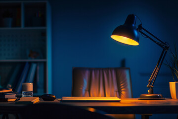 Lamp illuminates office desk