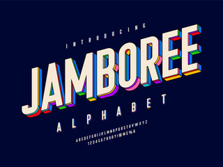Wall Mural - colorful style alphabet design with uppercase, numbers and symbols