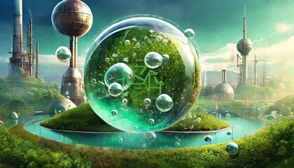 Canvas Print - green bubbles