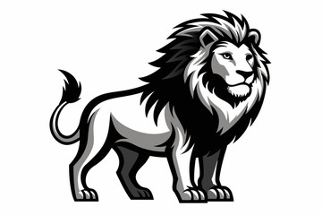 Wall Mural - lion with solid black and white color illustration