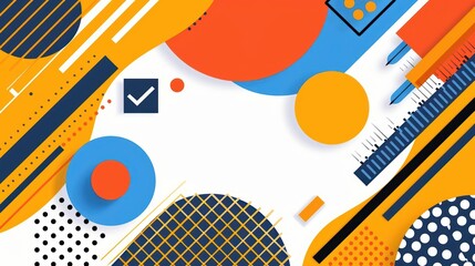 Wall Mural - splash quality control poster template with vibrant colors and icons of check marks and inspection t