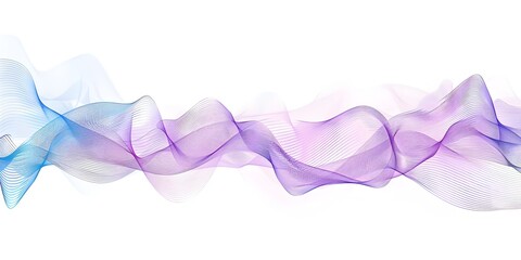 blue and purple wavy line vector background design element isolated on white, sound wave with space 