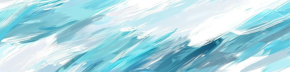 Wall Mural - An abstract painting background with soft, sweeping strokes in azure and white, designed to create a calming, seamless pattern