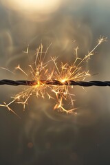  Close-up image showcasing sparks flying between two wires, offering a mesmerizing display