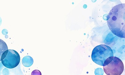 Wall Mural - Watercolor Abstract Background with Blue and Purple Circles