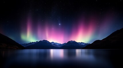 Wall Mural - a mesmerizing view of the aurora borealis, dancing lights illuminating the night sky