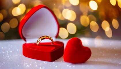 Wall Mural - wedding rings on a red velvet background