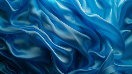 This image presents a smooth blue silky fabric arranged in soft, flowing waves, capturing the serene and peaceful nature of the material with a touch of artistic elegance.