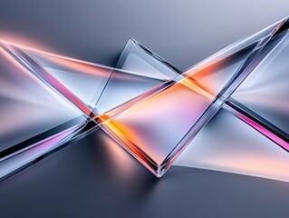 Abstract image of light reflecting through multiple glass prisms, close-up with vibrant colors and minimalism, mysterious atmosphere, more clarity with clear light and sharp focus, high detailed