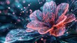 © Gia - A vibrant digital flower with holographic effects, showcasing a fusion of nature and technology, with abstract neon lines enhancing its futuristic appearance.