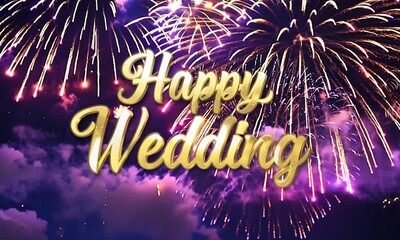 Wall Mural - Happy Wedding Fireworks Display