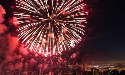 Sticker - Fireworks Display Over City