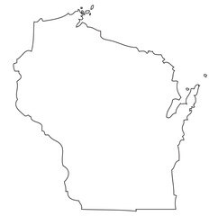 Wall Mural - Outline of the map of the U.S. state of Wisconsin