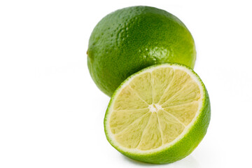 Wall Mural - Lime closeup isolated on white background.