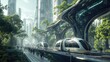© samrit - Generative AI depiction of a civilized future city with cutting-edge tech and comfortable public transport