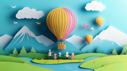 Hot Air Balloon in Whimsical Landscape 3