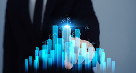 Leinwandbilder - Analysis finance grow graph and market investment. Financial business plan,earnings,sale and strategy. Stock market chart, exchange financial growth diagram.