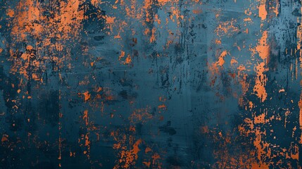 Wall Mural - An abstract artwork featuring a grunge textured background with shades of blue and orange, displaying an artistic and chaotic mixture of colors and patterns.