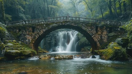 modern long stone bridge for car, chinese style decorated stone bridge, bridge crossing a large stre