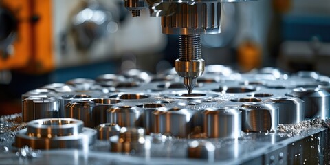 Aufkleber - CNC machining, The metal working concept on the milling machine. Generative AI.