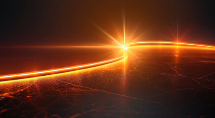 Fototapete - An orange glowing line draws a soft line at the center. Generative AI.