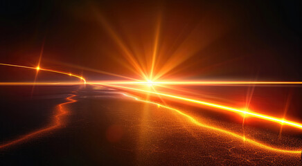 Fototapete - An orange glowing line draws a soft line at the center. Generative AI.