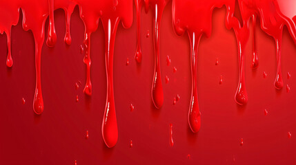 Poster - Red paint dripping down a wall creating a splattered artistic background
