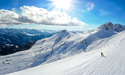 Wall Mural - Skiing in the Snowy Alps