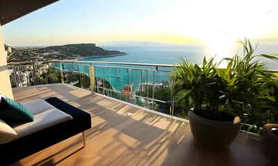 Poster - Balcony with a Breathtaking Sunset View