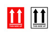 © Hasan_Sumon - This side up flat icon isolated on white background. Package symbol. Label vector illustration. Packaging and warning symbols set, fragile cargo icons, fragile package warning