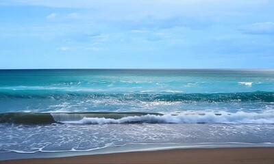 Wall Mural - Seascape with Turquoise Waves