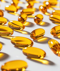 Fish oil omega-3 food supplement, close-up