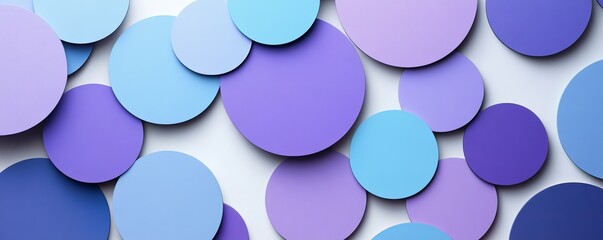 Poster - Colorful overlapping circles in blue and purple hues, abstract geometric pattern. Modern design background concept