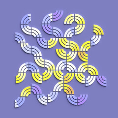 Aufkleber - Digital illustration of abstract geometric shapes resembling stylized waves or ribbons. 3d rendering