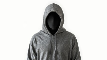 Poster - create a man wearing a gray hood with his face blacked out, so you can't see his face at all