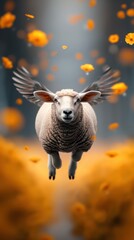 Wall Mural - Flying Sheep Surreal Dream Fantasy Art