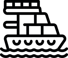 Sticker - Modern yacht sailing on water waves with diving board