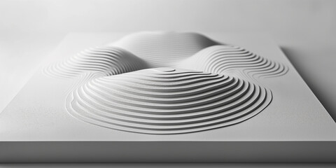 Fototapete - White wavy parametric surface forming abstract topography background