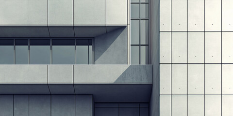 Aufkleber - Modern office building exterior concrete facade featuring a balcony