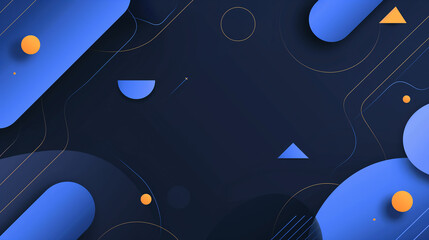 Aufkleber - Abstract background with geometric shapes combining blue orange and gold colors