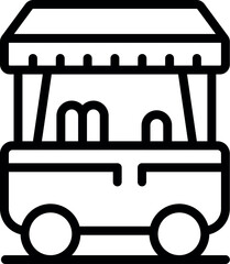 Wall Mural - Line art icon of a food cart offering street food services on the go