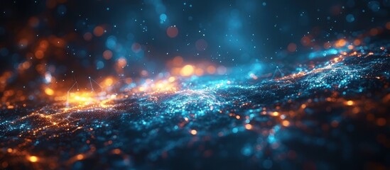 Wall Mural - abstract digital landscape with glowing particles