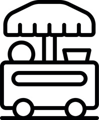 Poster - Outline icon of a mobile street food stall with an awning, ready to serve hungry customers