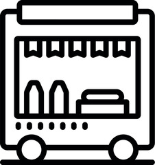 Wall Mural - Simple black and white icon of a food truck selling take away products