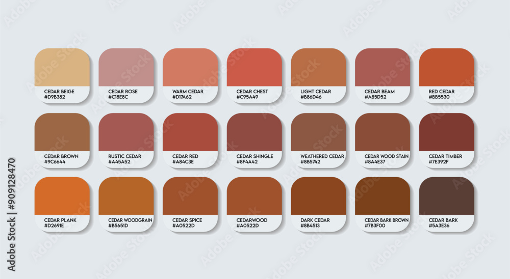 Cedar Color Palette, Cedar Color Guide Palette with Color Names