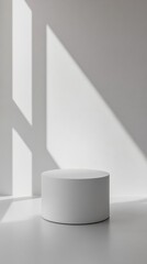 Aufkleber - Minimalist white pedestal with sunlight and shadow
