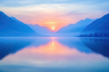 Wall Mural - sunrise over the lake