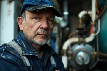 Wall Mural - Portrait of a middle aged Caucasian male plumber