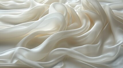 Poster - Close-up of draped white silk fabric, abstract background. Luxury and elegance concept