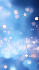 Poster - Blue bokeh lights abstract background, festive atmosphere with glowing circles. Holiday celebration and magic concept